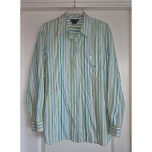 Lauren Ralph Lauren Striped Long Sleeve Vtg Button Up‎ Shirt Women Sz 3X Preppy